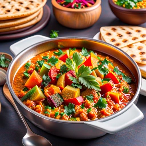 Naan Bread with Curried Vegetables Image